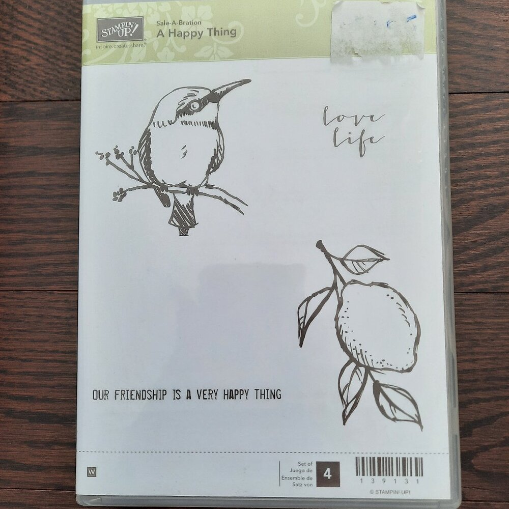 Stampin' Up A Happy Thing Wood Mounted 4 piece rubber stamp et